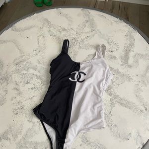 CC swimsuit black and white